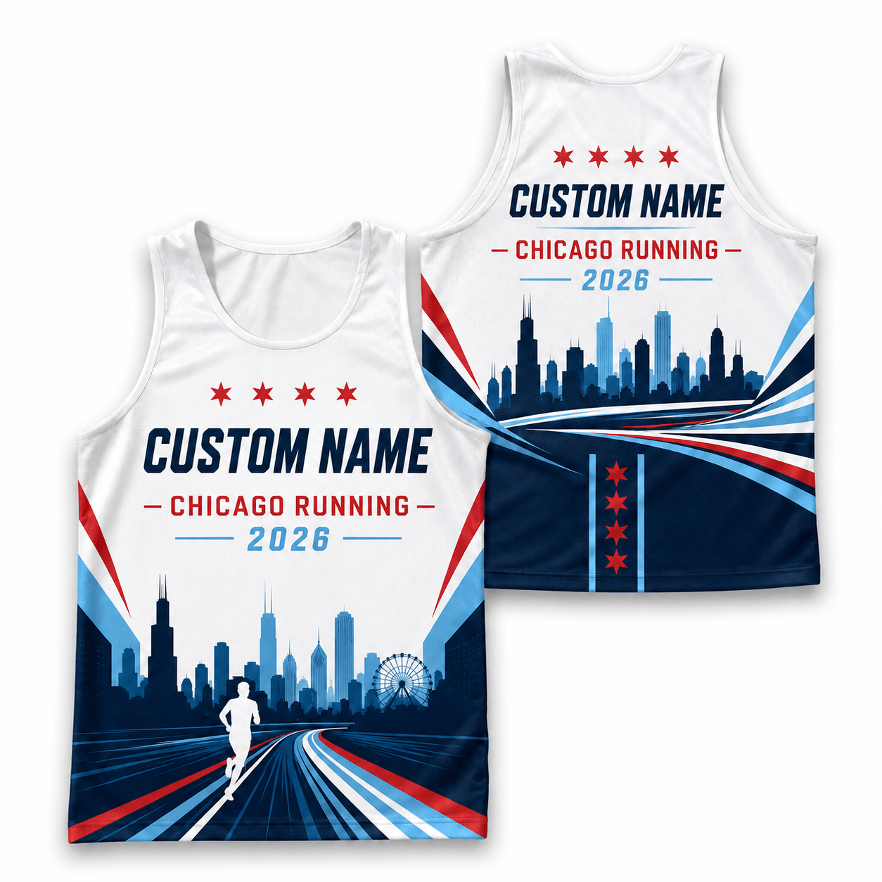 Chicago Running Tank Top Custom Name Chicago Runner 2026 Running Singlet for Men and Women