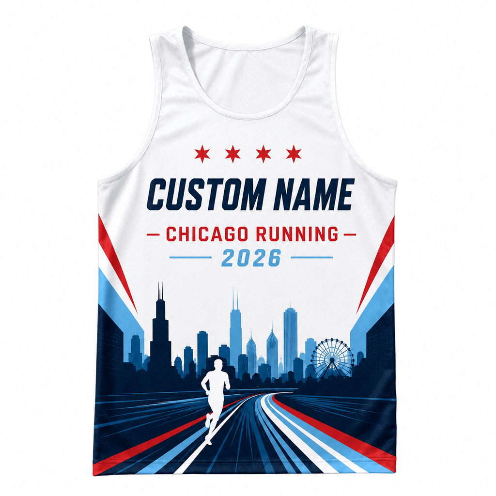 Chicago Running Tank Top Custom Name Chicago Runner 2026 Running Singlet for Men and Women