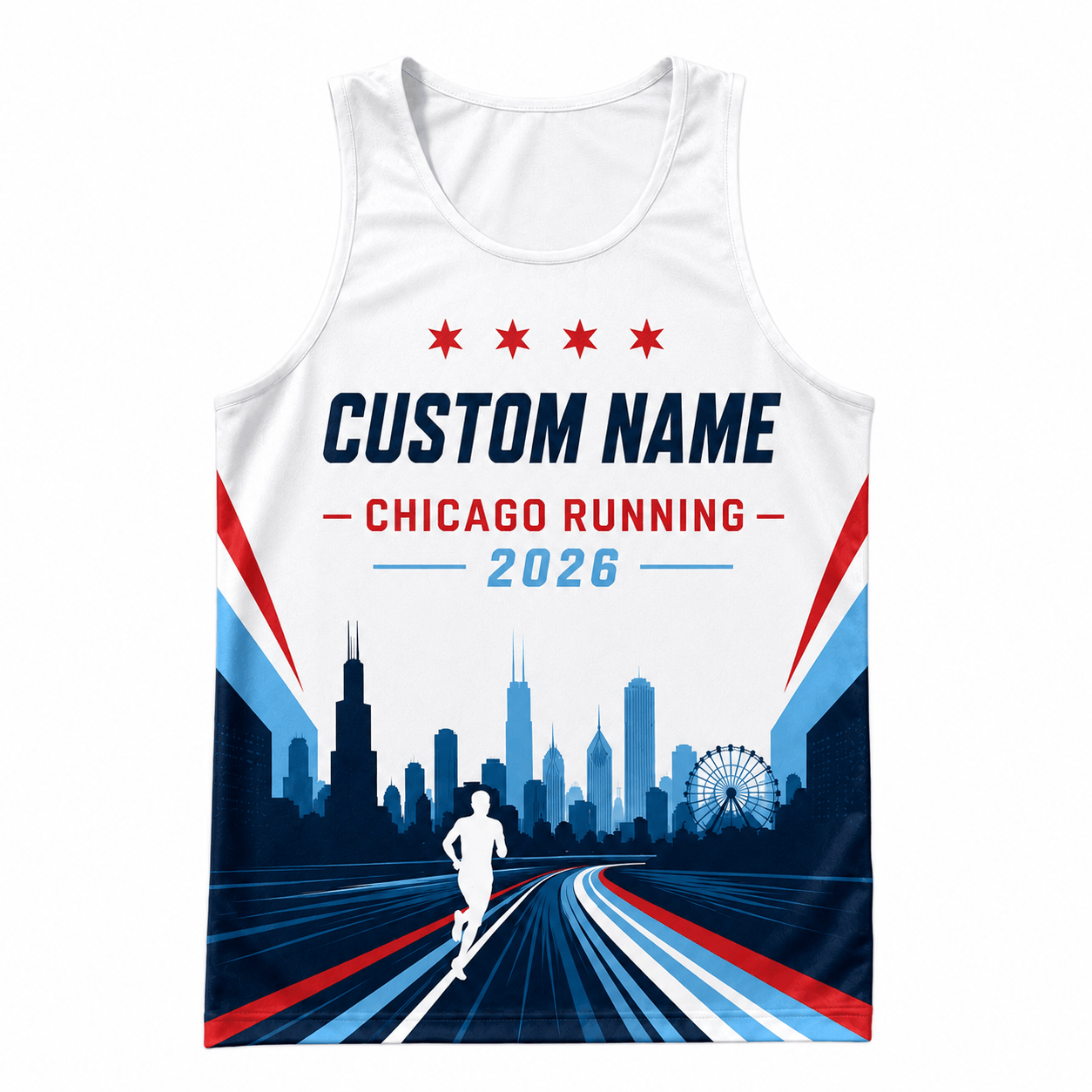 Chicago Running Tank Top Custom Name Chicago Runner 2026 Running Singlet for Men and Women