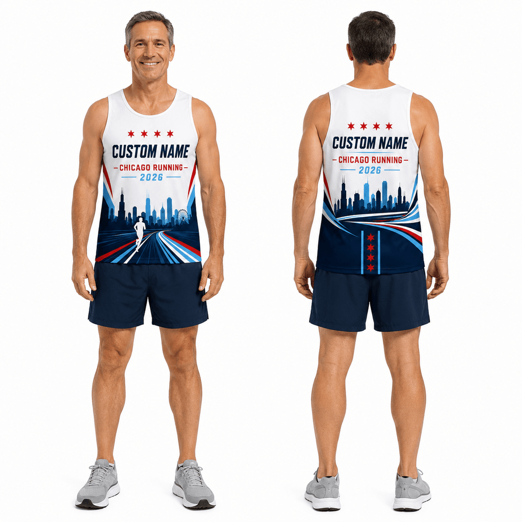 Chicago Running Tank Top Custom Name Chicago Runner 2026 Running Singlet for Men and Women