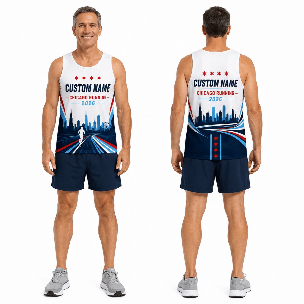 Chicago Running Tank Top Custom Name Chicago Runner 2026 Running Singlet for Men and Women