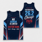 Chicago Running Tank Top Custom Name No Human Is Limited 26.2 Running Singlet for Men and Women