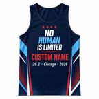Chicago Running Tank Top Custom Name No Human Is Limited 26.2 Running Singlet for Men and Women