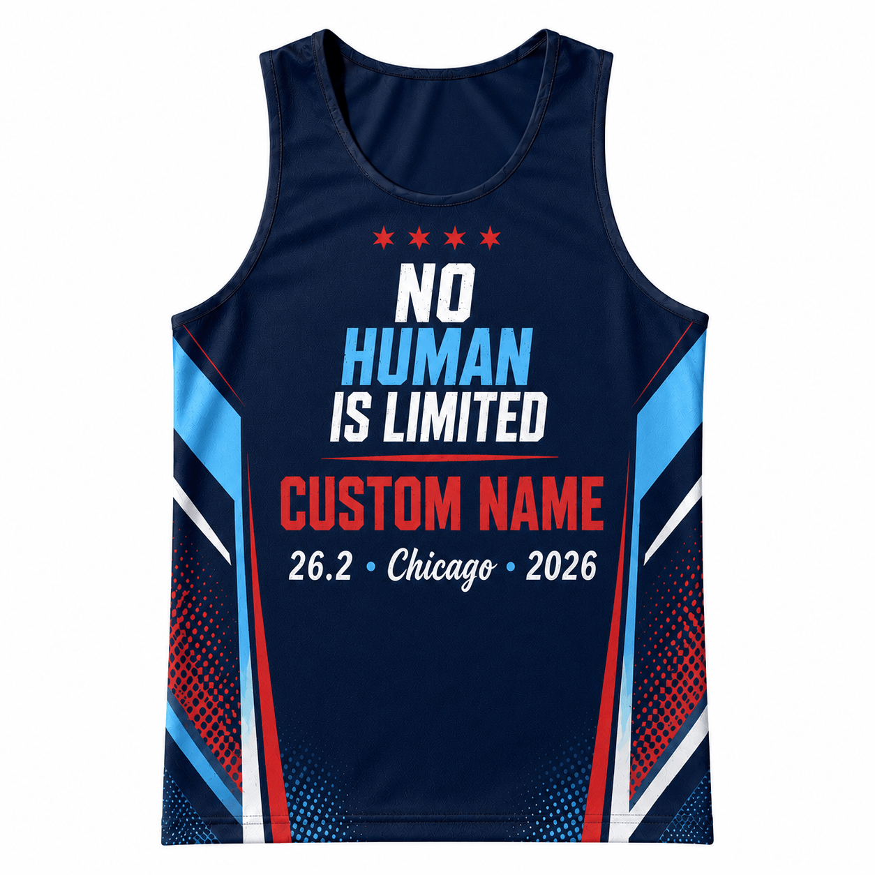 Chicago Running Tank Top Custom Name No Human Is Limited 26.2 Running Singlet for Men and Women