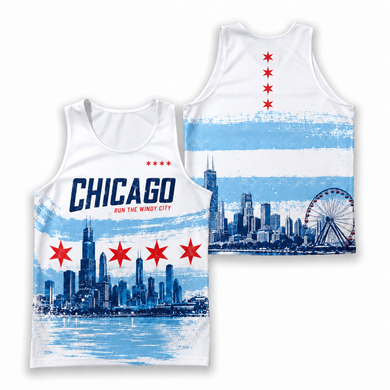 Chicago Running Tank Top Windy City Skyline Running Singlet for Men and Women