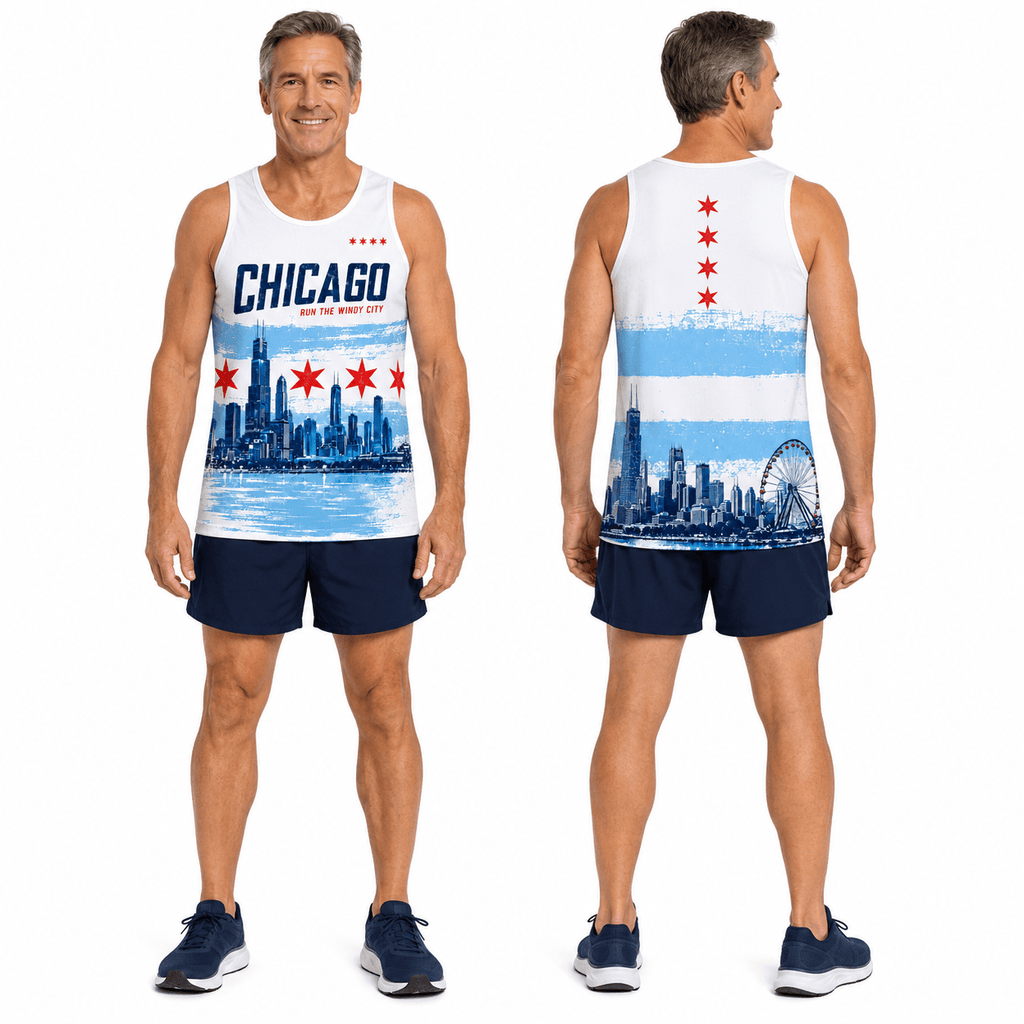 Chicago Running Tank Top Windy City Skyline Running Singlet for Men and Women