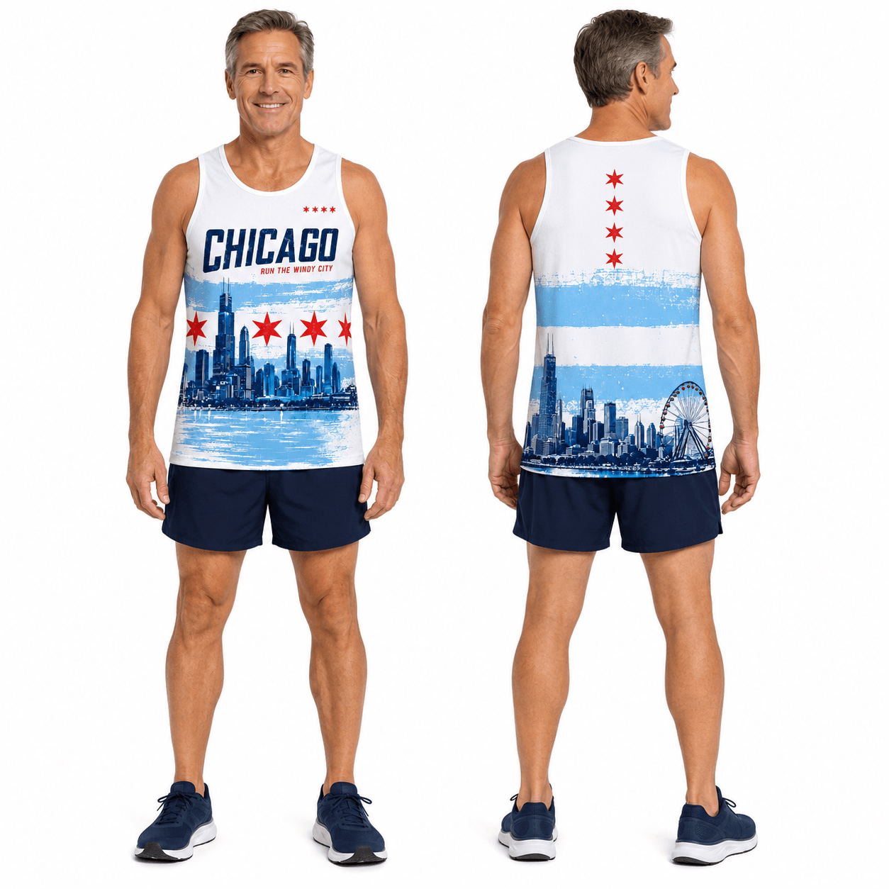 Chicago Running Tank Top Windy City Skyline Running Singlet for Men and Women