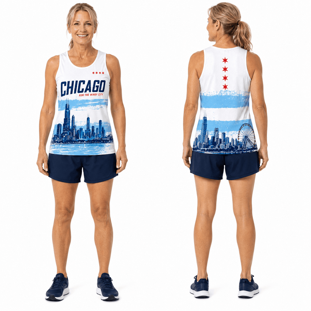 Chicago Running Tank Top Windy City Skyline Running Singlet for Men and Women