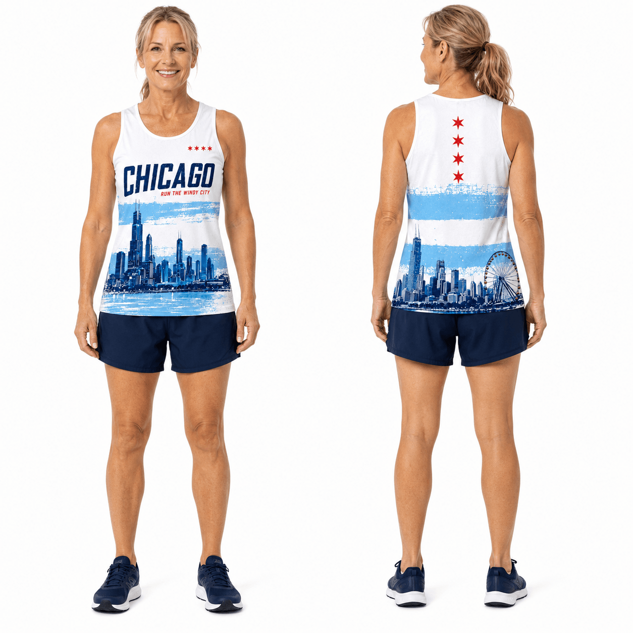 Chicago Running Tank Top Windy City Skyline Running Singlet for Men and Women