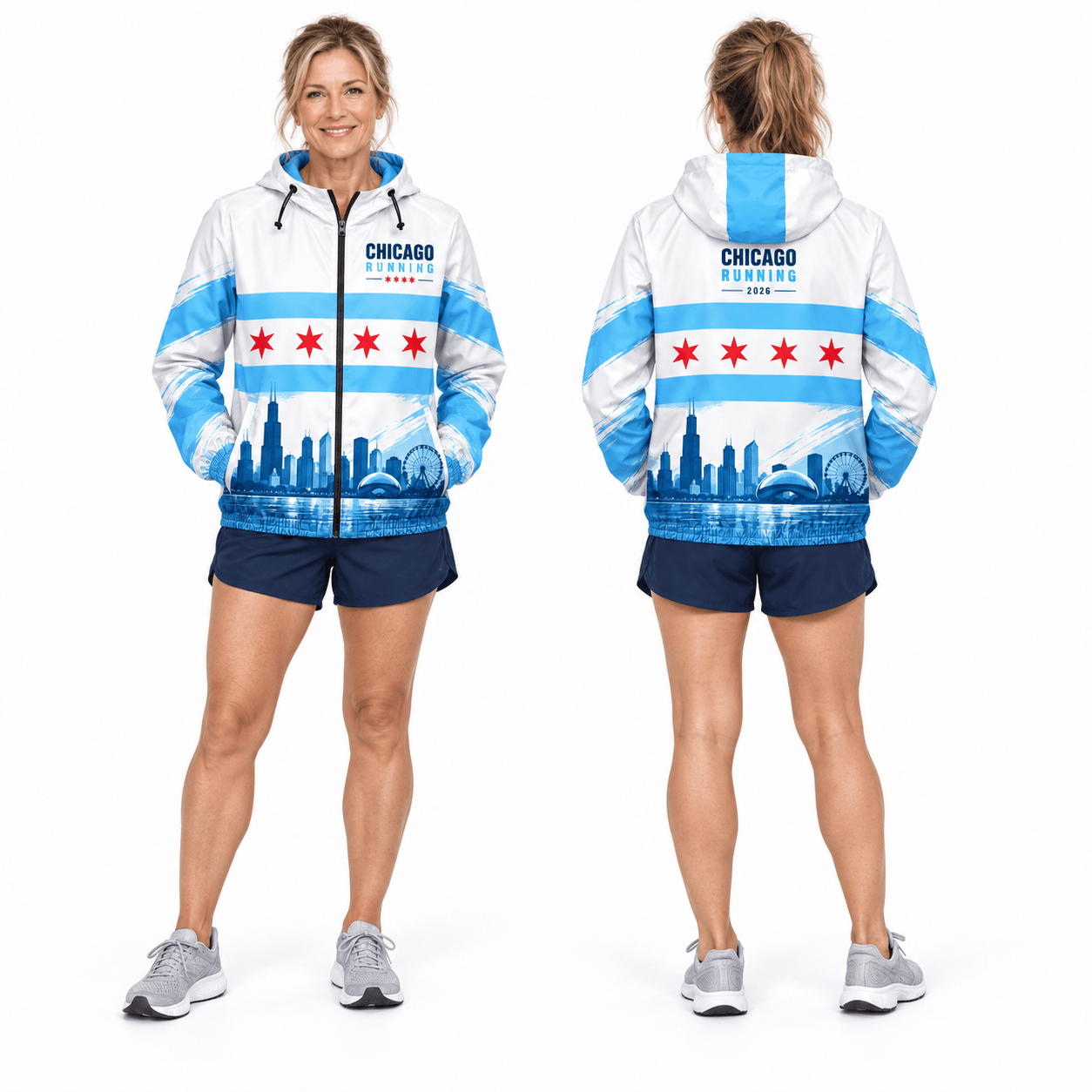 Chicago Running Windbreaker Jacket Lakefront Icons Running Jacket for Men and Women