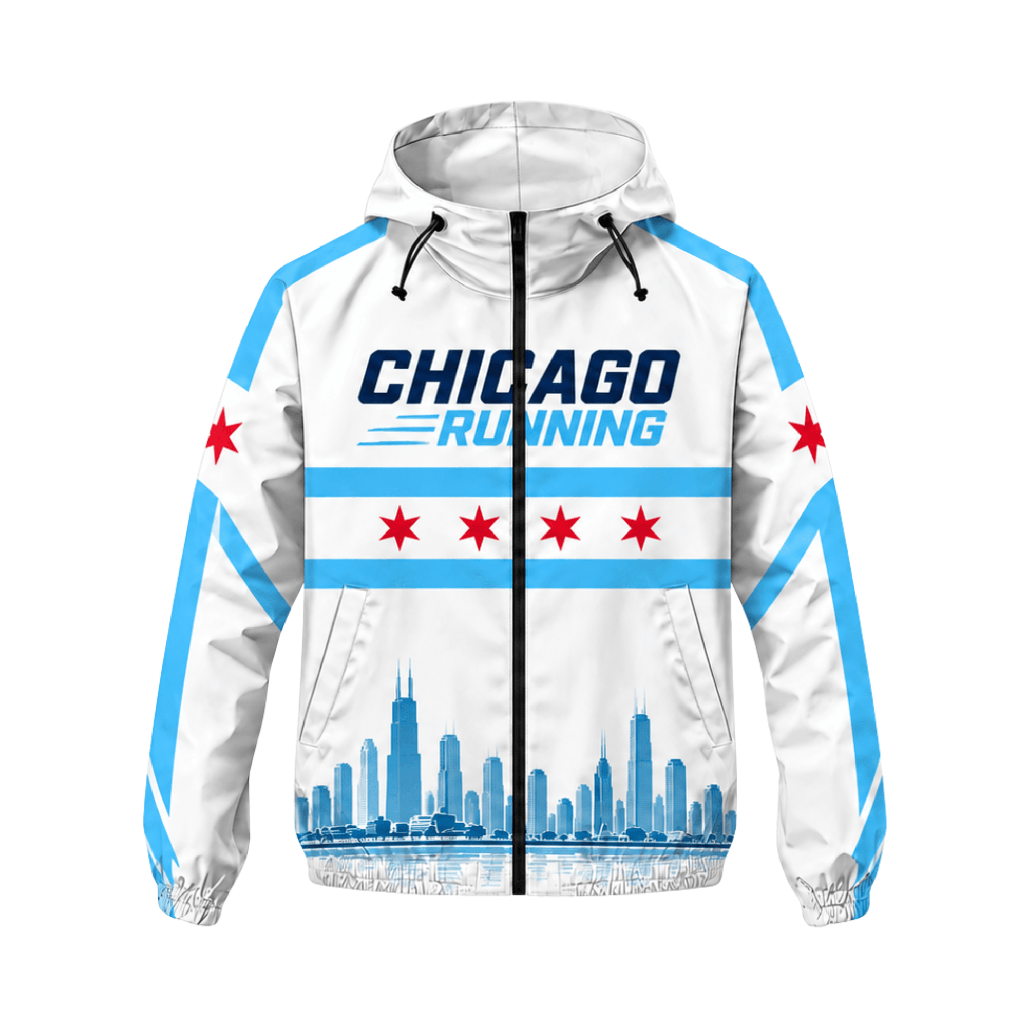 Chicago Running Windbreaker Jacket Lakefront Skyline Running Jacket for Men and Women