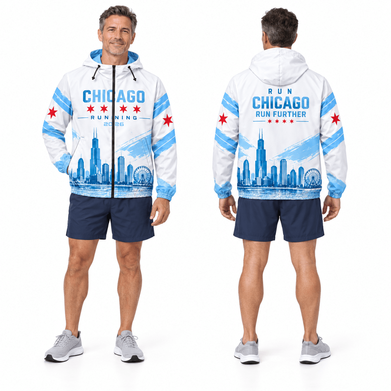 Chicago Running Windbreaker Jacket Run Further Running Jacket for Men and Women