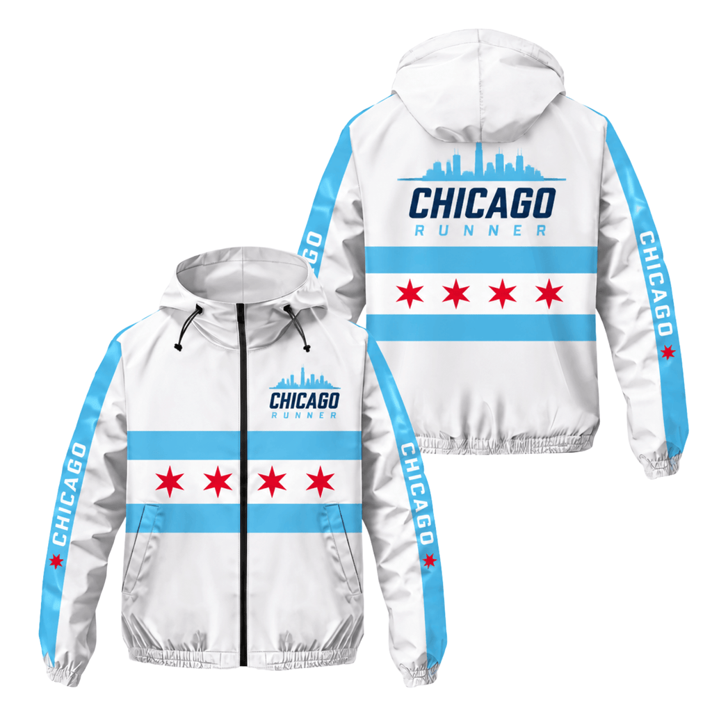 Chicago Running Windbreaker Jacket Skyline Stripes Running Jacket for Men and Women