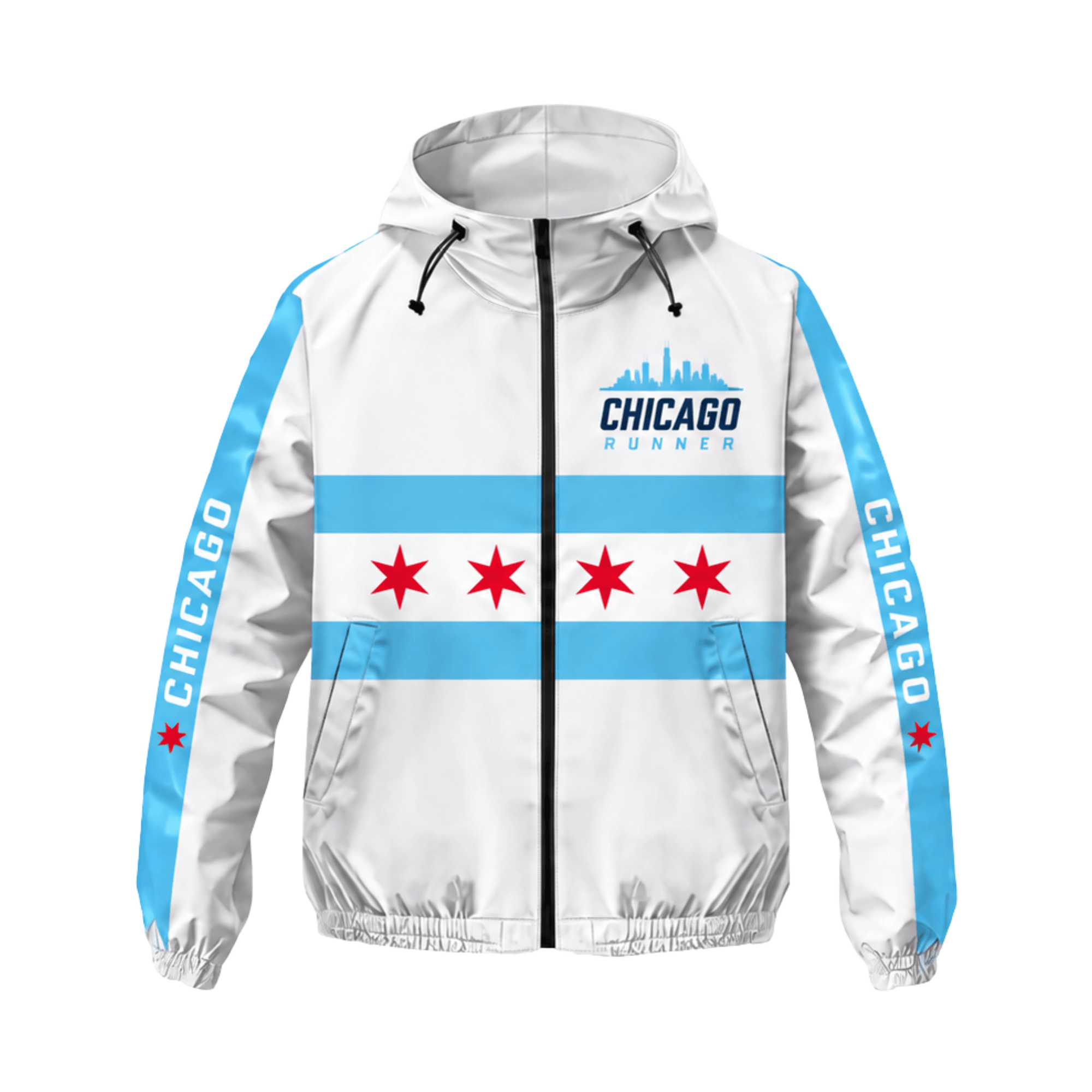 Chicago Running Windbreaker Jacket Skyline Stripes Running Jacket for Men and Women