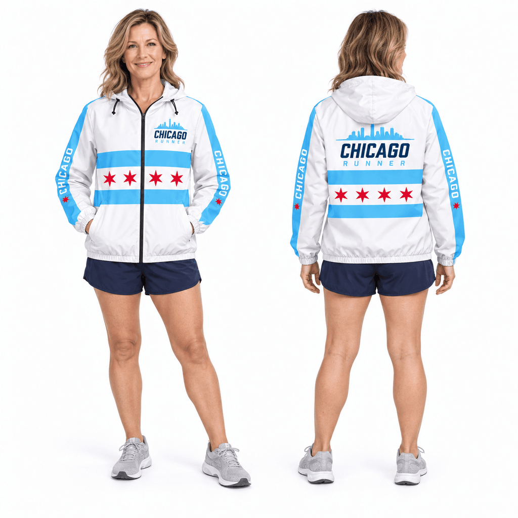 Chicago Running Windbreaker Jacket Skyline Stripes Running Jacket for Men and Women