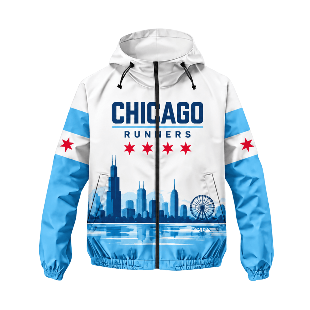 Chicago Running Windbreaker Jacket Windy City Flag Running Jacket for Men and Women