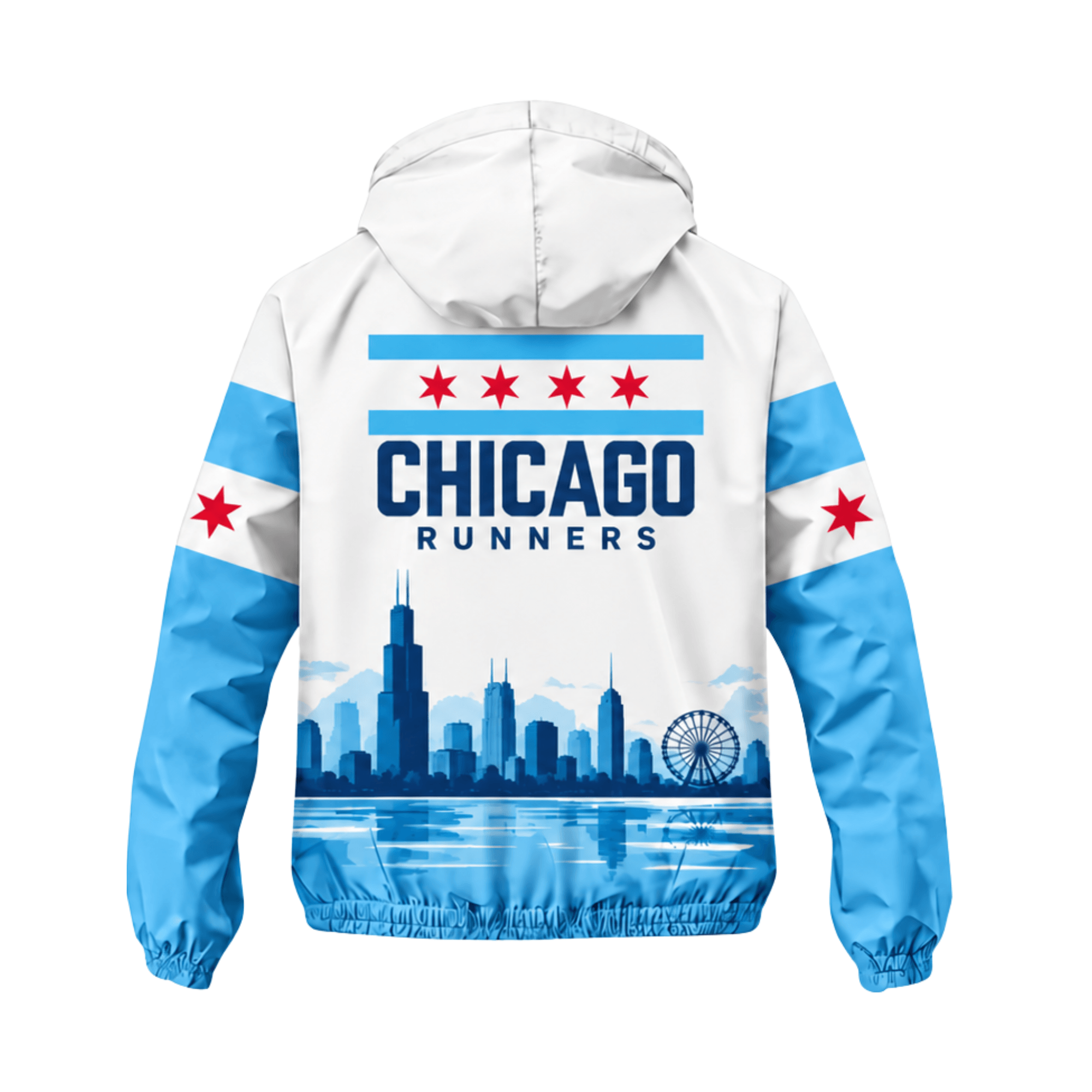 Chicago Running Windbreaker Jacket Windy City Flag Running Jacket for Men and Women