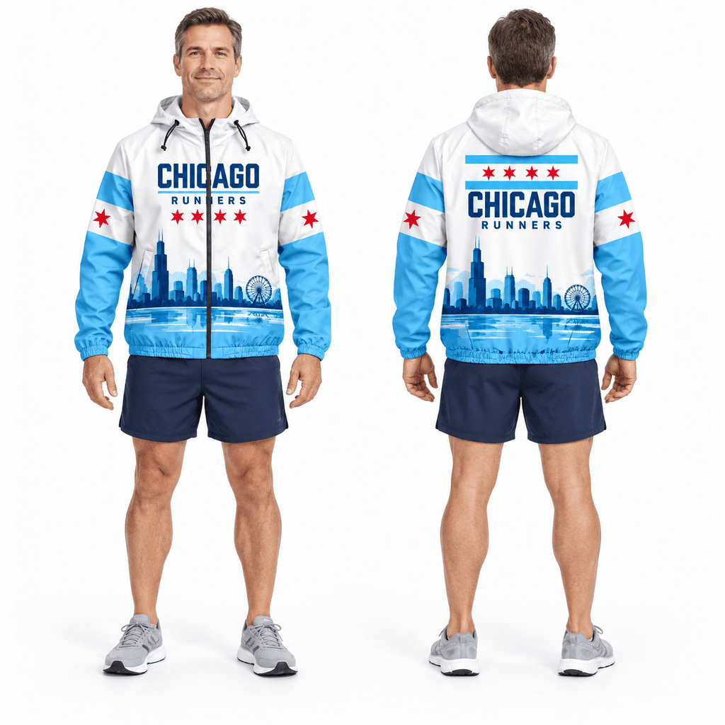Chicago Running Windbreaker Jacket Windy City Flag Running Jacket for Men and Women