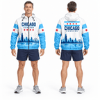 Chicago Running Windbreaker Jacket Windy City Flag Running Jacket for Men and Women