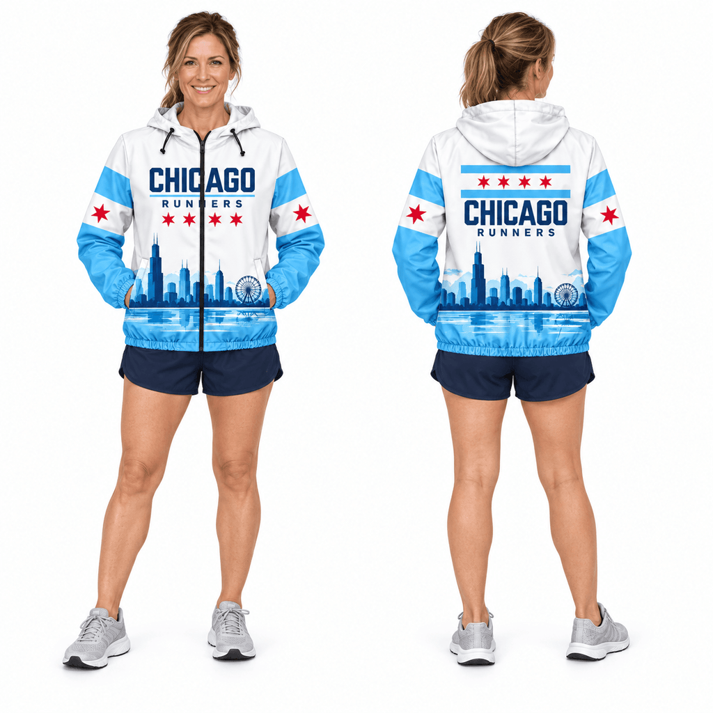 Chicago Running Windbreaker Jacket Windy City Flag Running Jacket for Men and Women