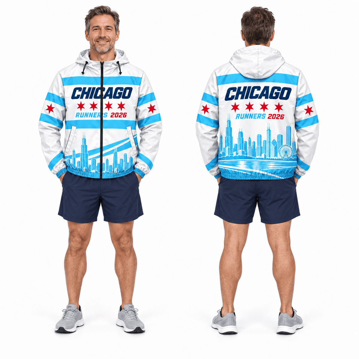 Chicago Running Windbreaker Jacket Windy Horizon Running Jacket for Men and Women