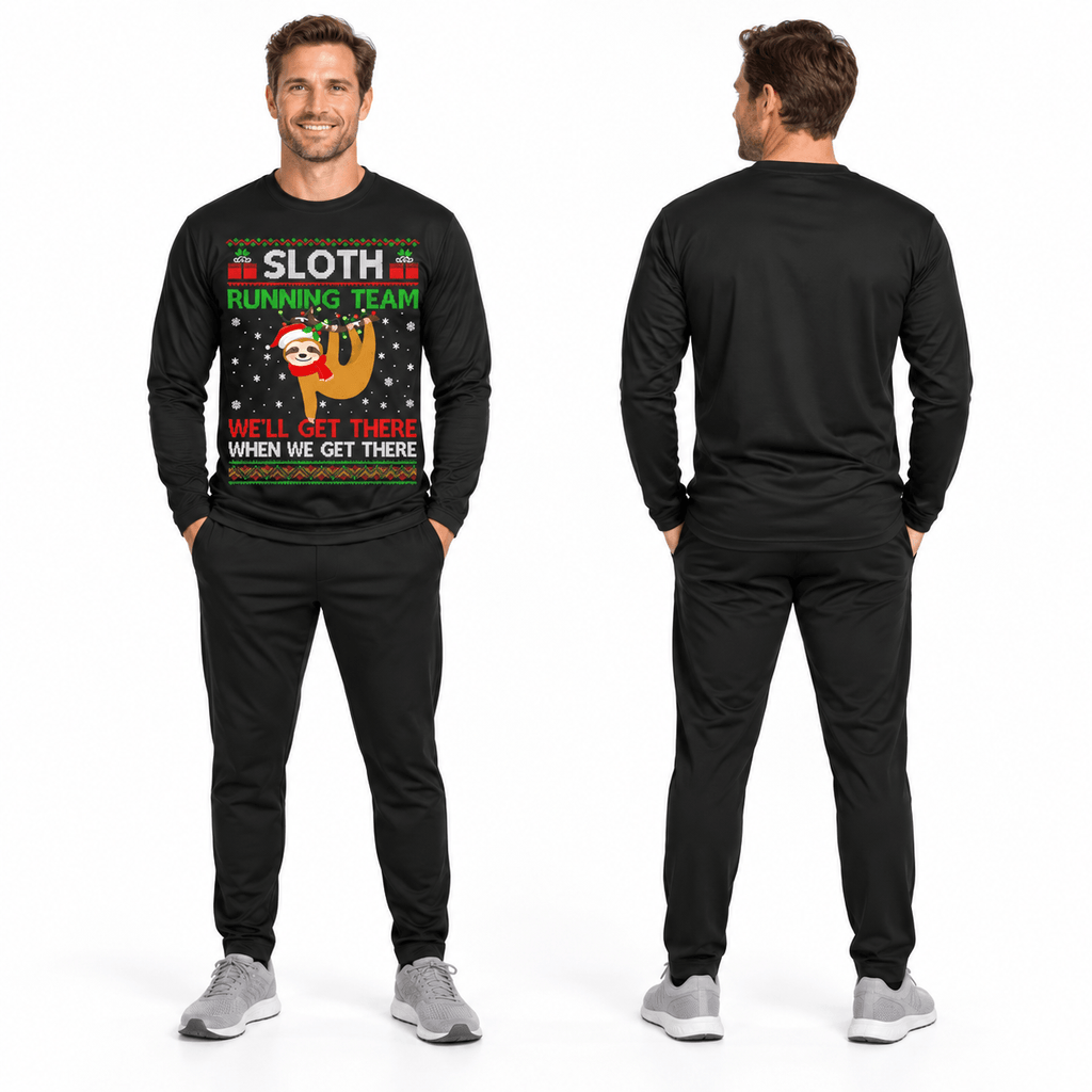 Christmas Sloth Running Team Funny Unisex Running Long Sleeve Shirt