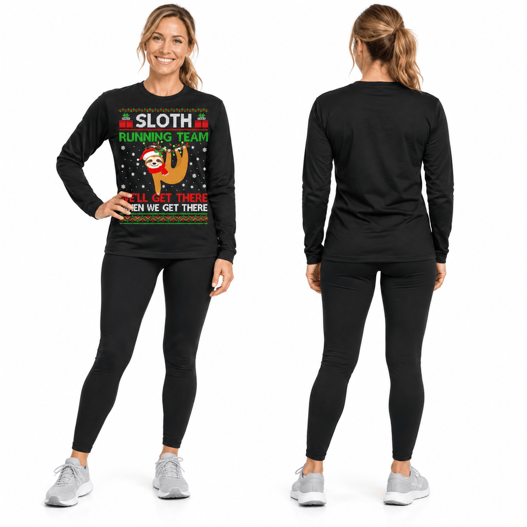 Christmas Sloth Running Team Funny Unisex Running Long Sleeve Shirt