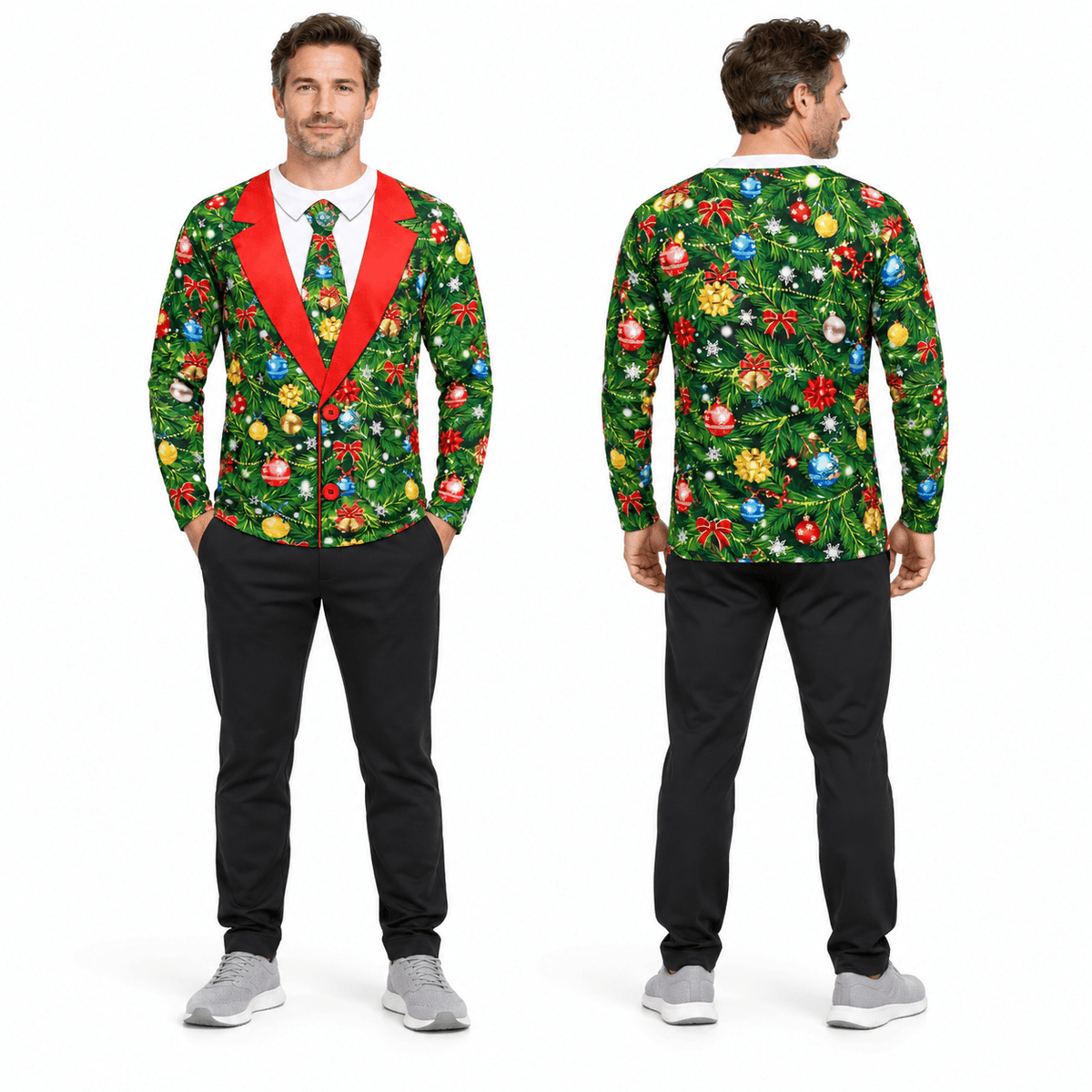 Christmas Tree Tuxedo Funny Unisex Running Long Sleeve Shirt