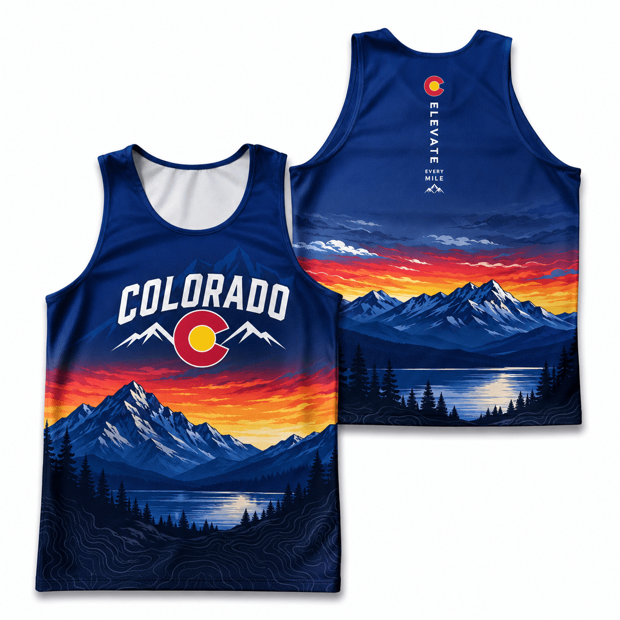 Colorado Running Tank Top CO Mountain Sunset Running Singlet for Men and Women