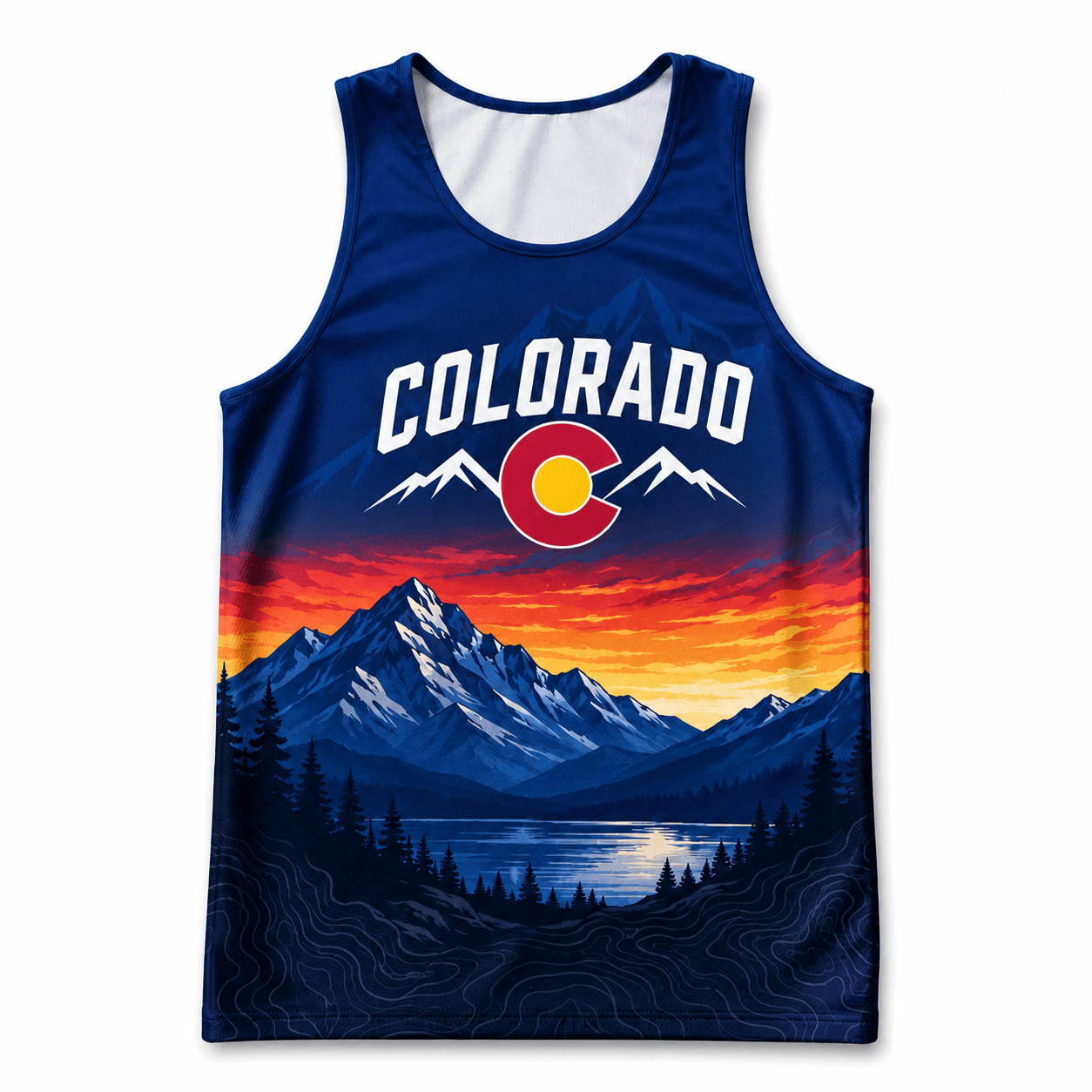Colorado Running Tank Top CO Mountain Sunset Running Singlet for Men and Women