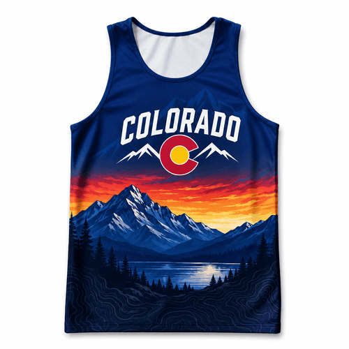 Colorado Running Tank Top CO Mountain Sunset Running Singlet for Men and Women