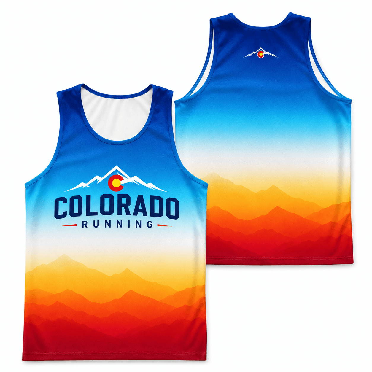 Colorado Running Tank Top Gradient Mountain Sunrise Running Singlet for Men and Women