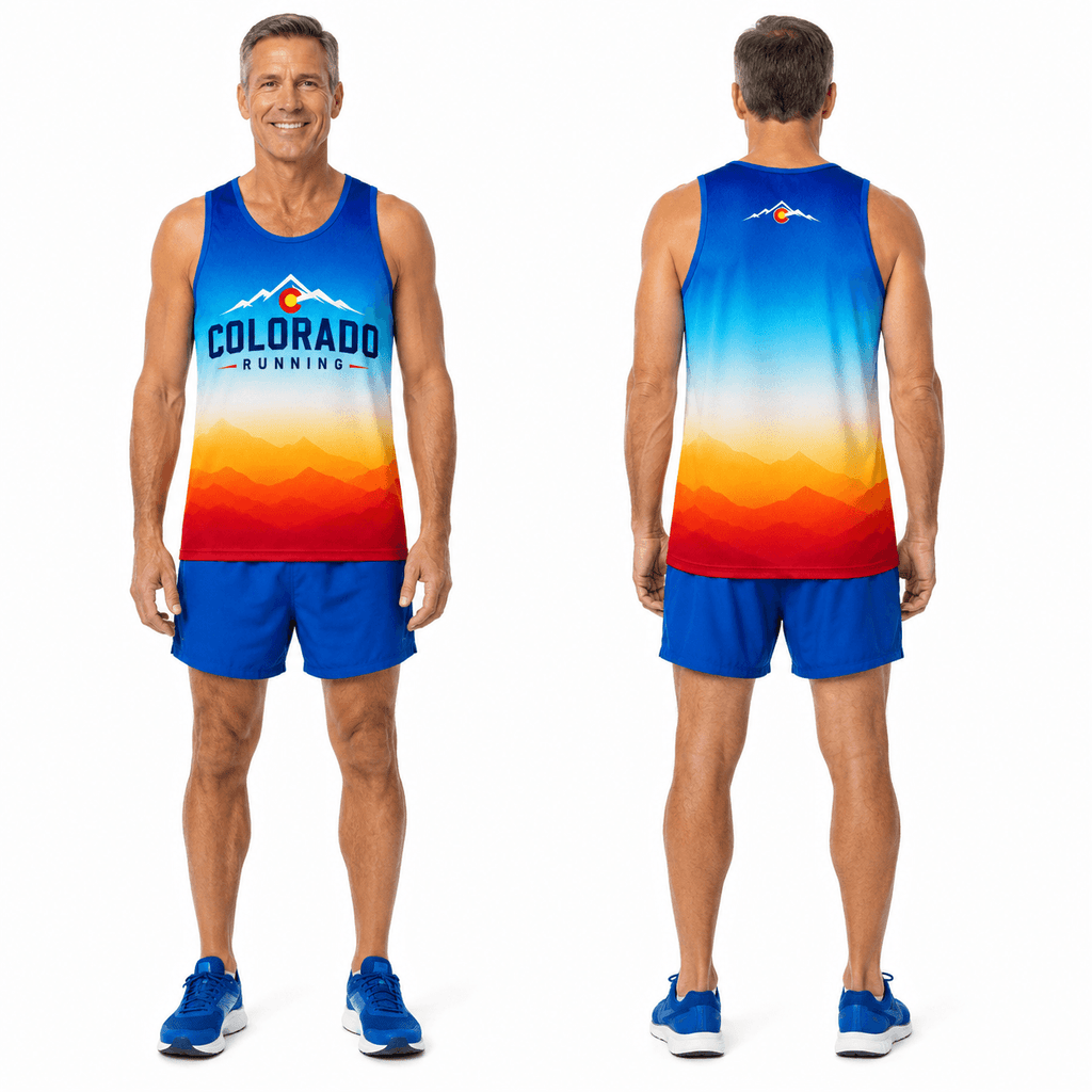 Colorado Running Tank Top Gradient Mountain Sunrise Running Singlet for Men and Women