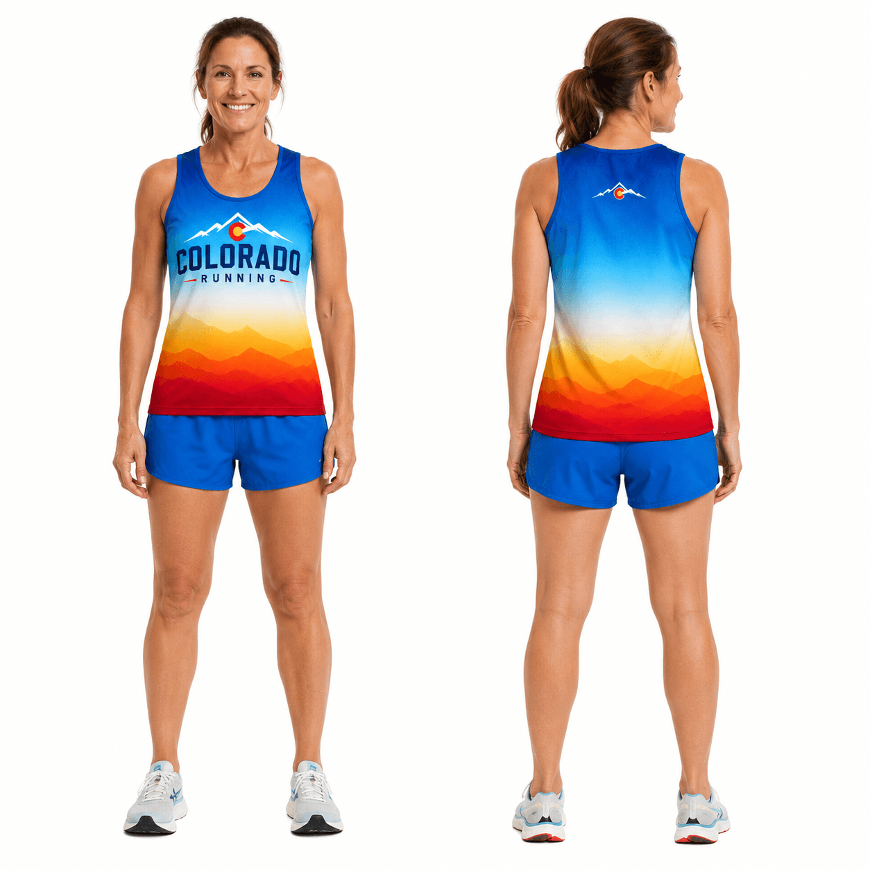 Colorado Running Tank Top Gradient Mountain Sunrise Running Singlet for Men and Women