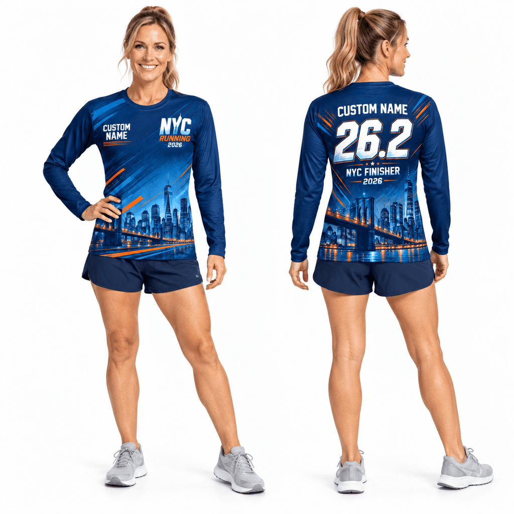 Custom NYC Running 2026 26.2 Finisher Unisex Running Long Sleeve Shirt