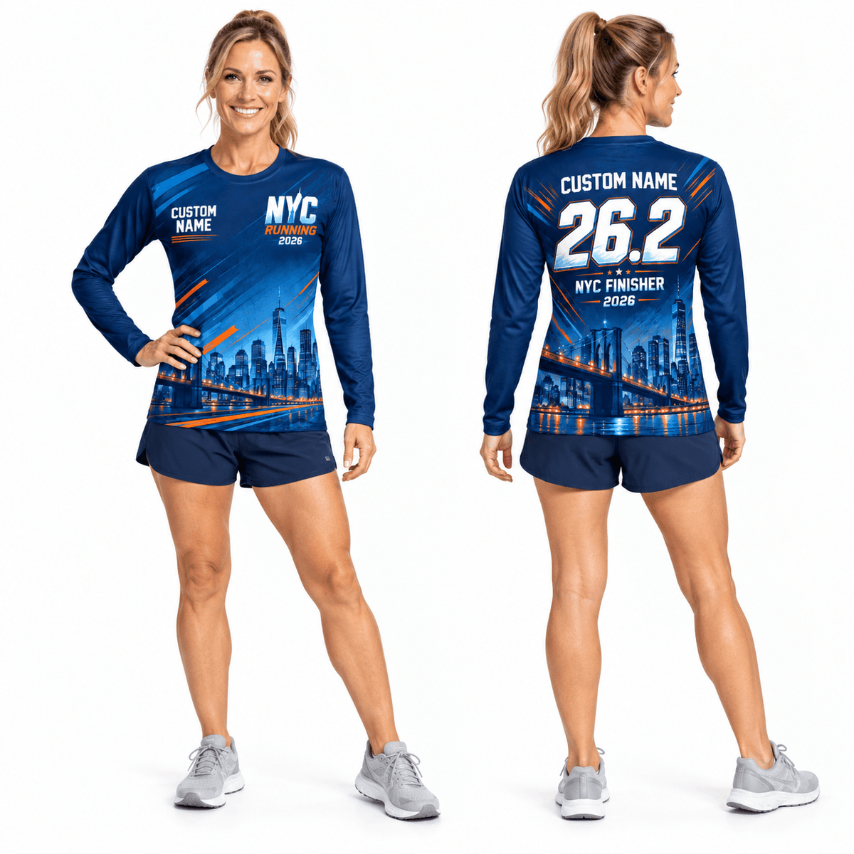 Custom NYC Running 2026 26.2 Finisher Unisex Running Long Sleeve Shirt