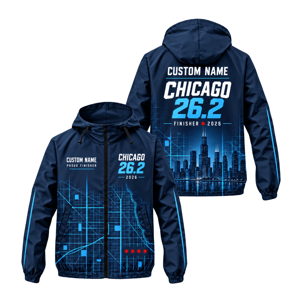 Custom Name Chicago 26.2 Finisher 2026 Running Windbreaker Jacket