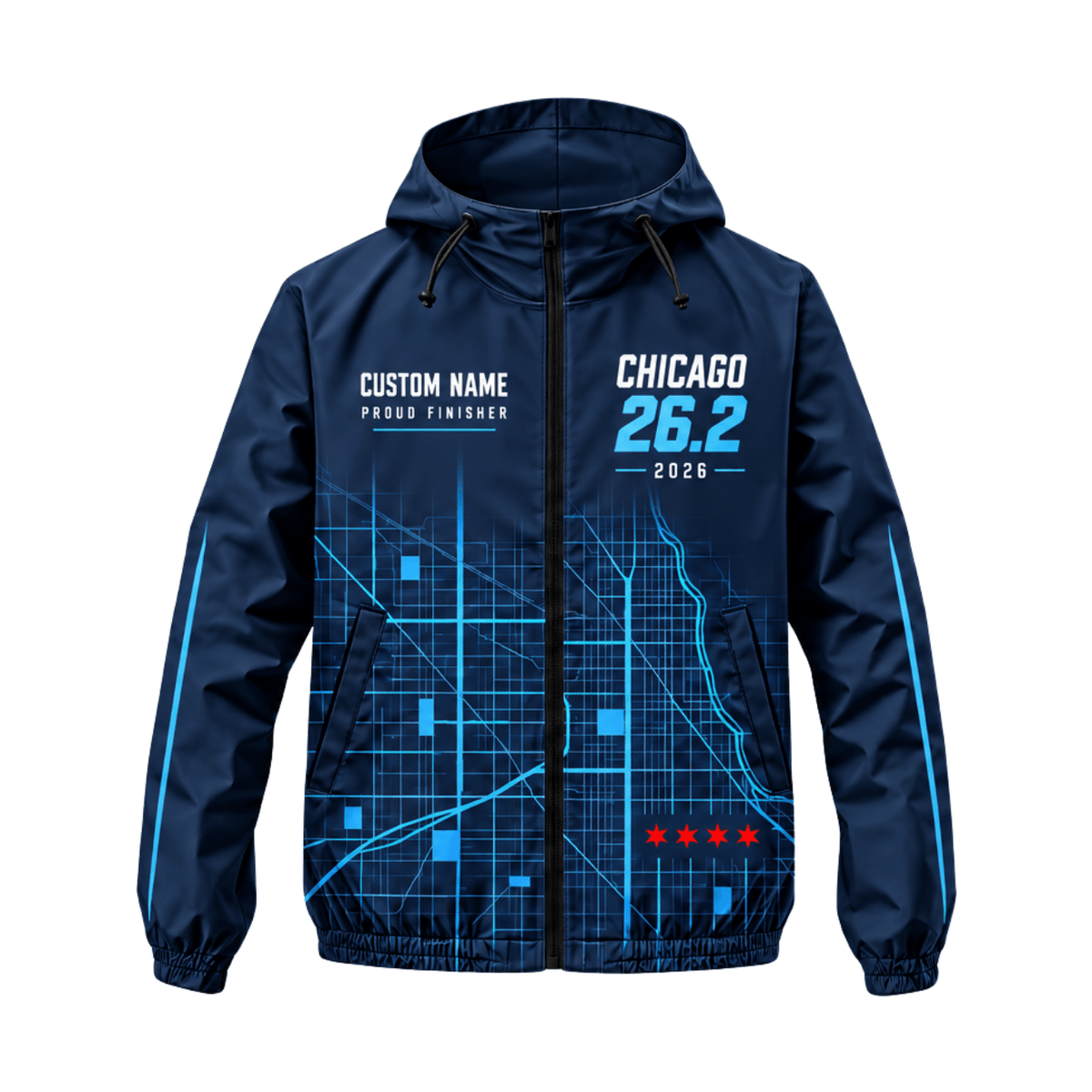 Custom Name Chicago 26.2 Finisher 2026 Running Windbreaker Jacket