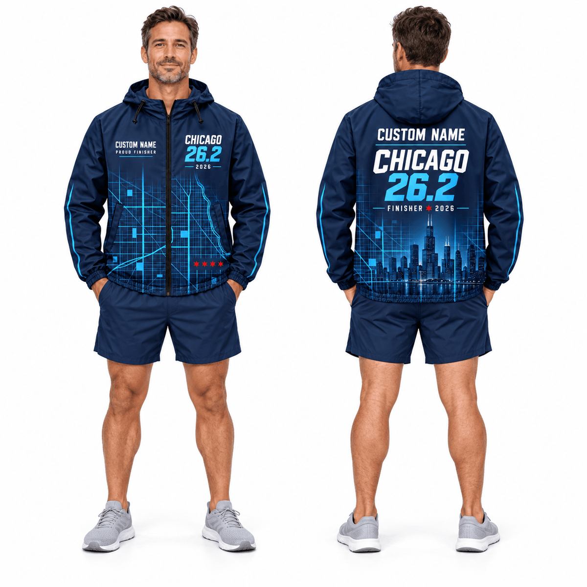 Custom Name Chicago 26.2 Finisher 2026 Running Windbreaker Jacket