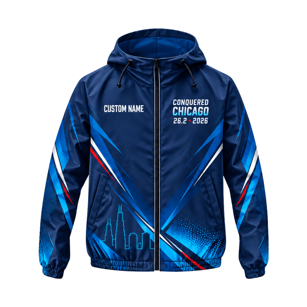 Custom Name Conquered Chicago 26.2 2026 Running Windbreaker Jacket