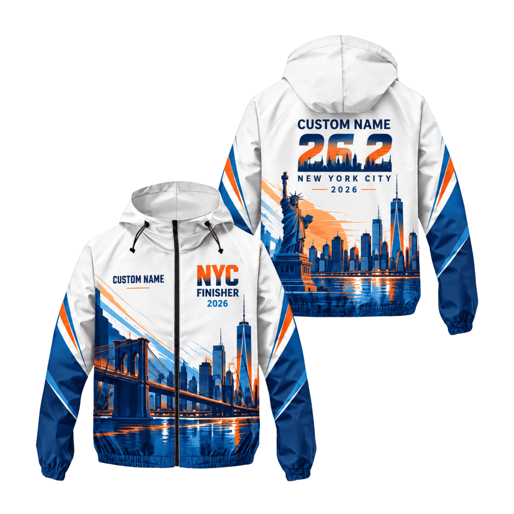 Custom Name NYC 26.2 Finisher 2026 Running Windbreaker Jacket