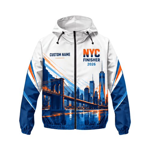 Custom Name NYC 26.2 Finisher 2026 Running Windbreaker Jacket