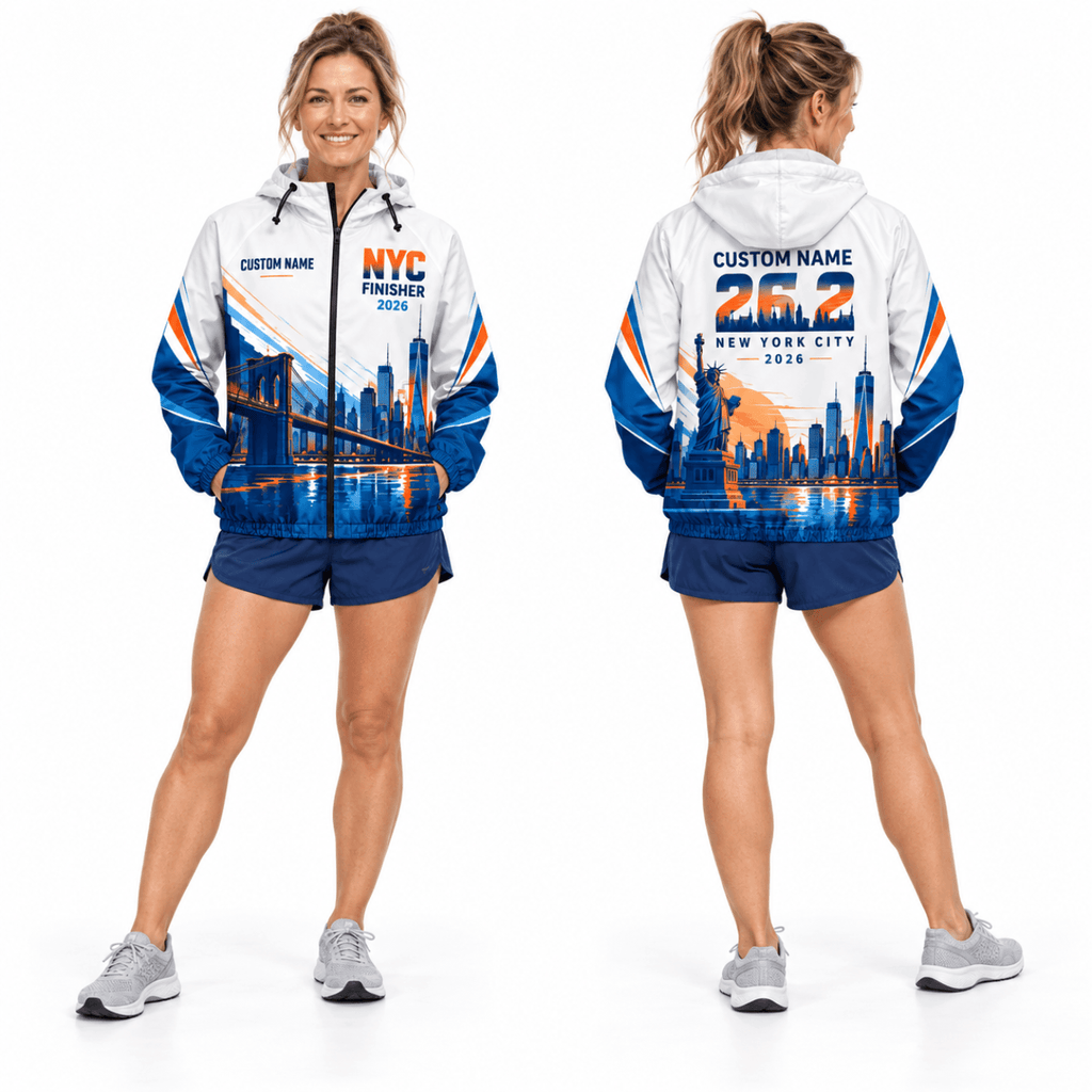 Custom Name NYC 26.2 Finisher 2026 Running Windbreaker Jacket