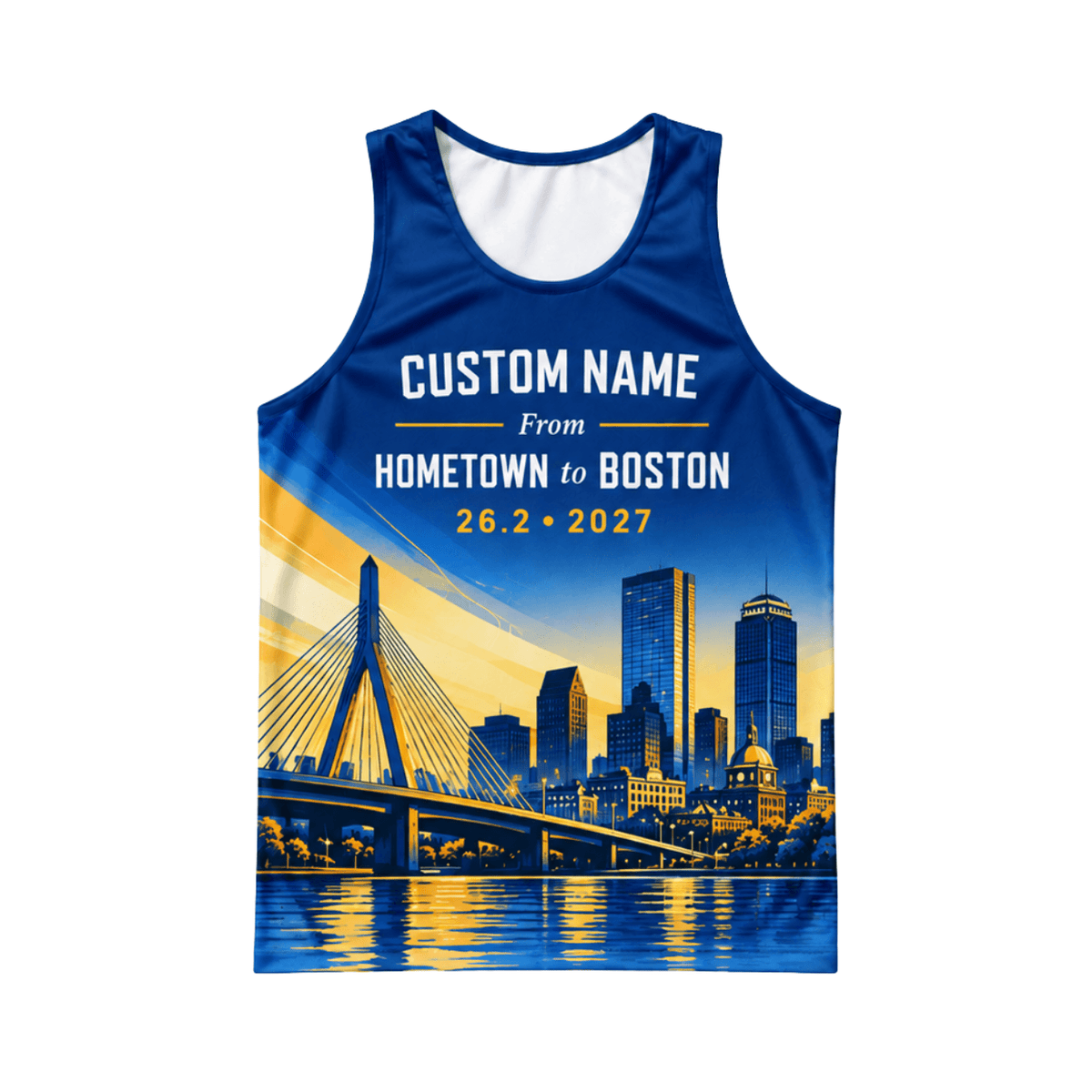 Custom Boston Hometown 26.2 Running Singlet Unisex Marathon Tank Top
