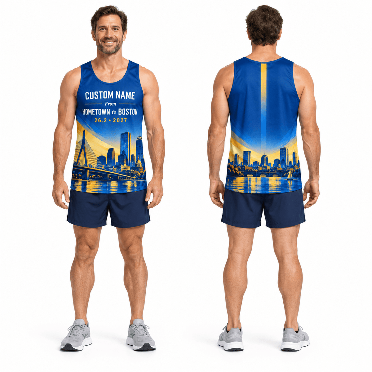 Custom Boston Hometown 26.2 Running Singlet Unisex Marathon Tank Top