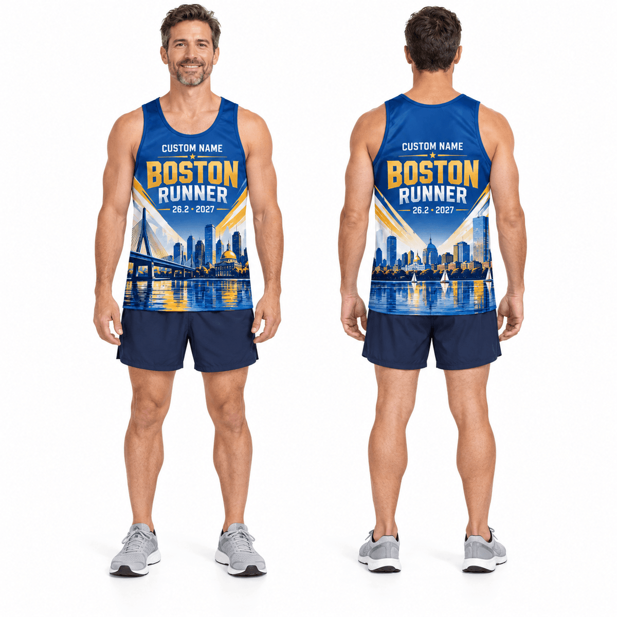 Custom Boston Runner 26.2 Running Singlet Unisex Marathon Tank Top