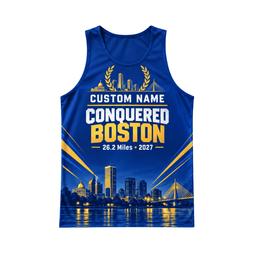 Custom Conquered Boston 2027 Running Singlet Unisex Marathon Tank Top