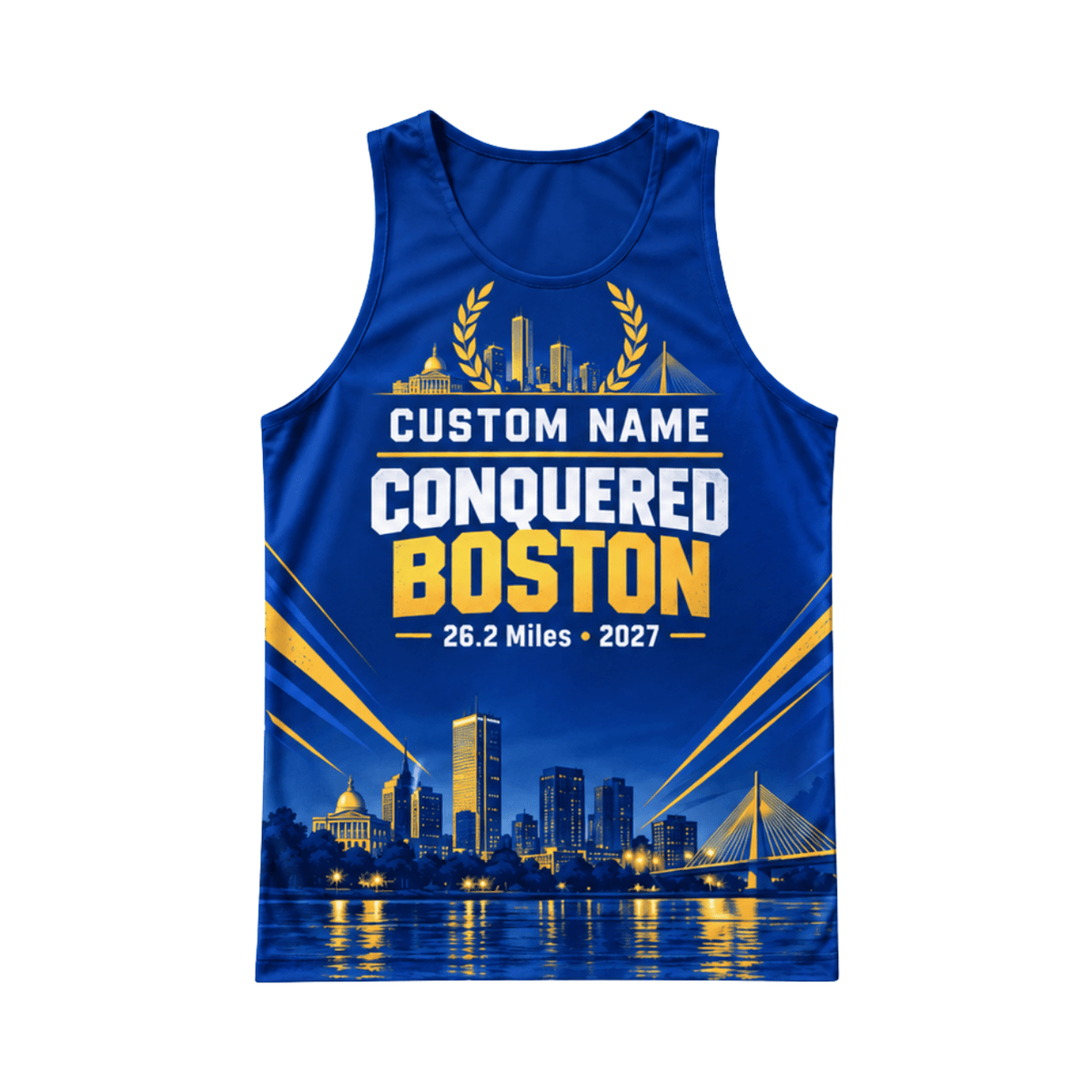 Custom Conquered Boston 2027 Running Singlet Unisex Marathon Tank Top