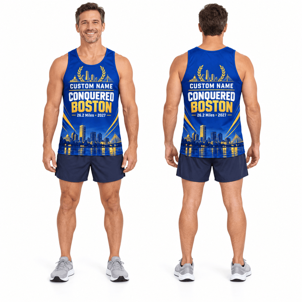 Custom Conquered Boston 2027 Running Singlet Unisex Marathon Tank Top