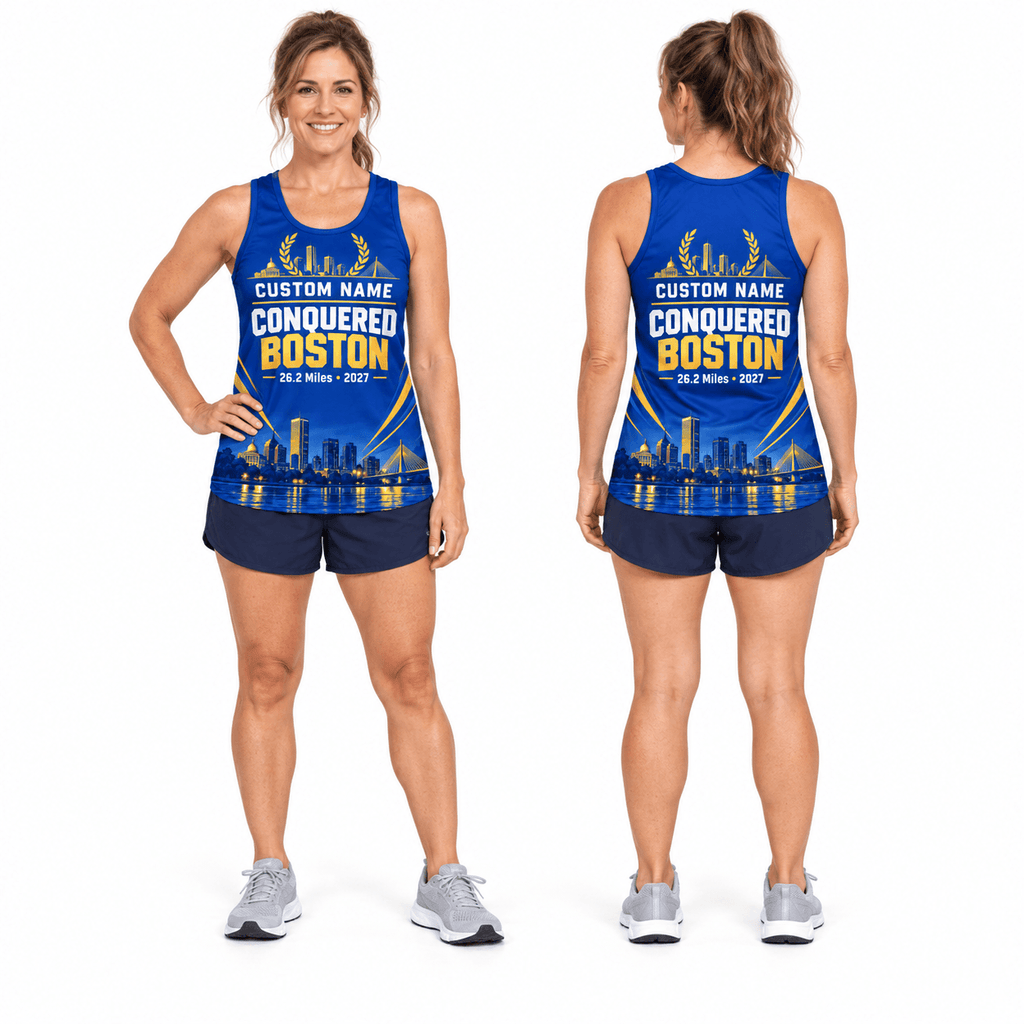 Custom Conquered Boston 2027 Running Singlet Unisex Marathon Tank Top